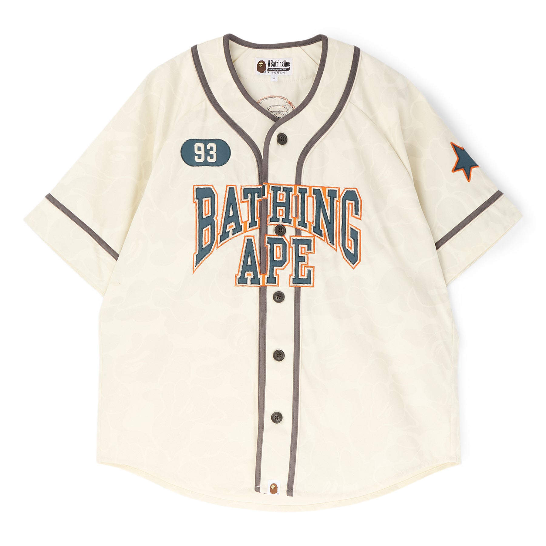 A Bathing Ape Solid Camo Multi Logo Baseball Ss Shirt M (Ivory)