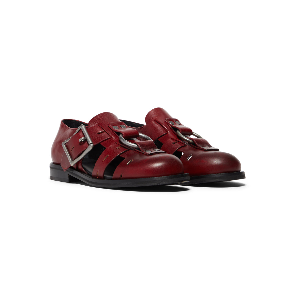 Martine Rose Bondage Belt Sandal (Red Oxblood)