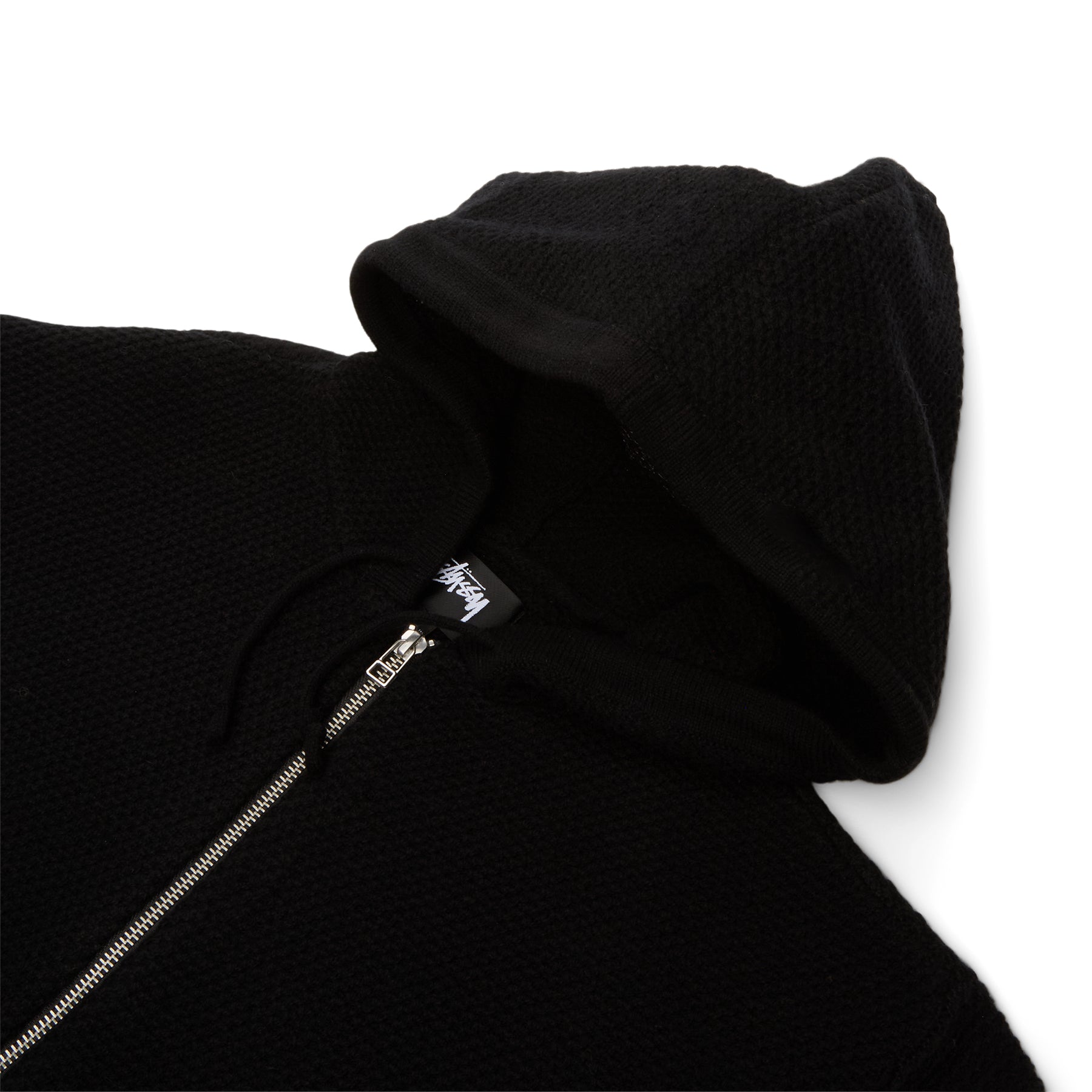 Stussy Textured Zip Hooded Sweater (Black)