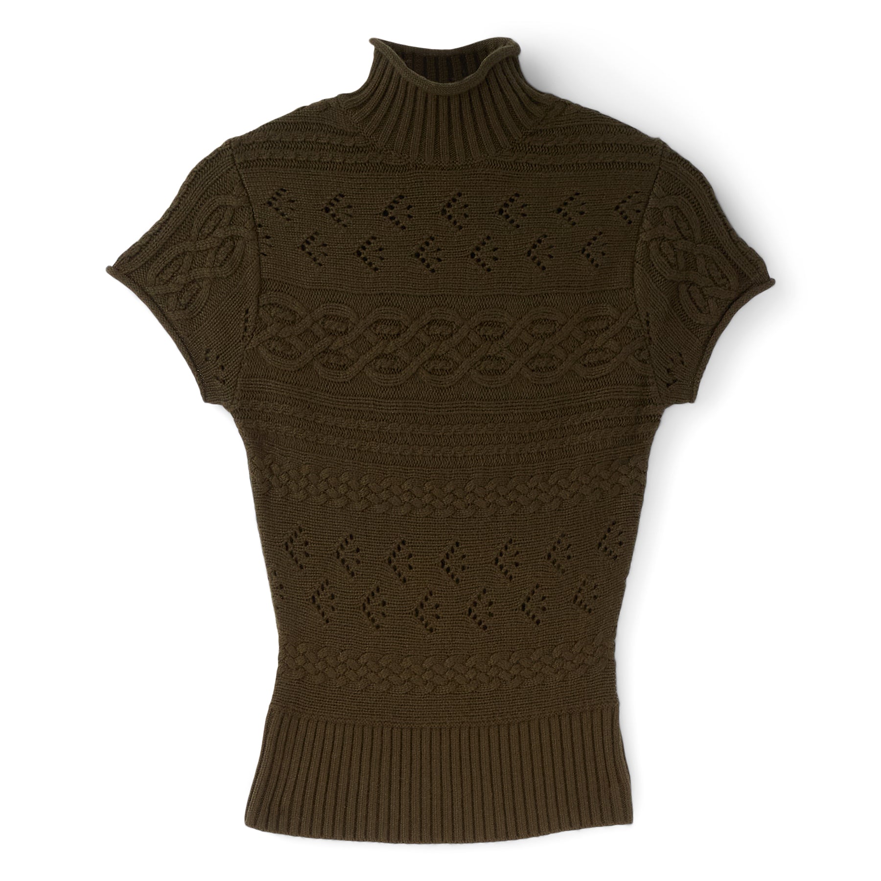 Danielle Guizio Vivienne Short Sleeve Turtleneck (Dark olive)