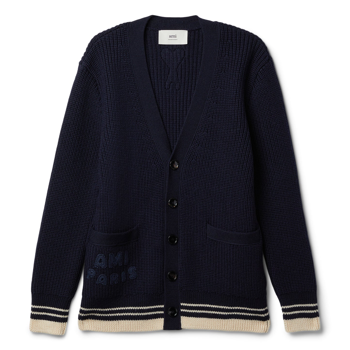 AMI Ribbed Cardigan (Navy blue)