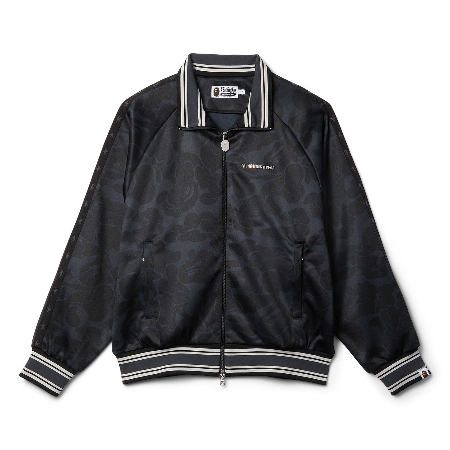 A Bathing Ape Solid Camo Bathing Ape Logo Relaxed Fit Track Jacket (Black)