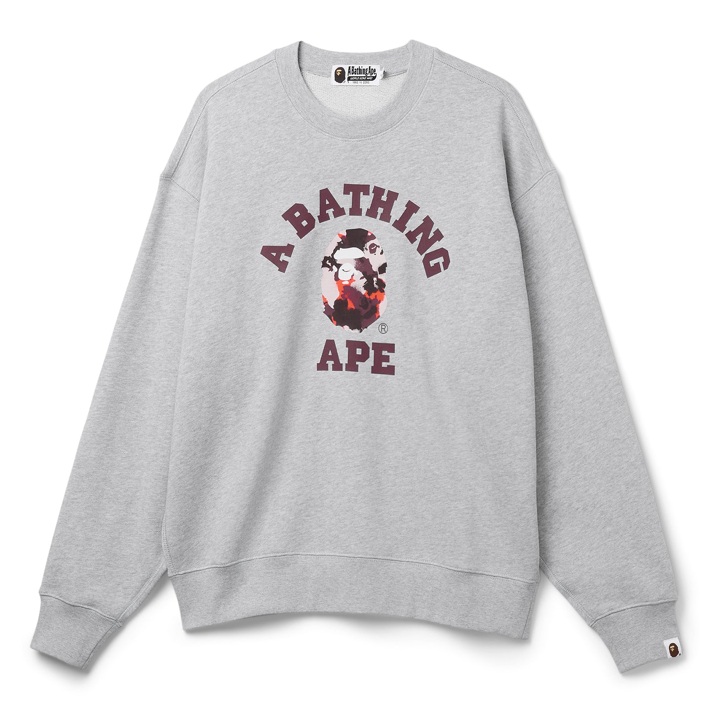 A Bathing Ape Map Camo College Relax Fit Crewneck Sweatshirt (Grey)