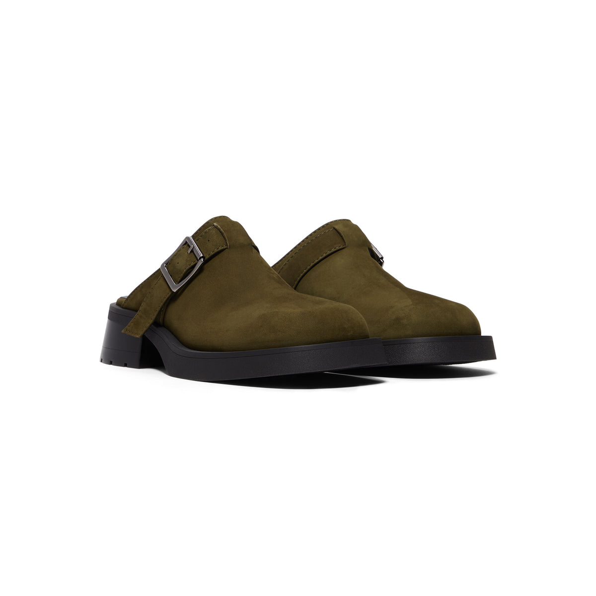 Miista Aroa Kakhi Suede Mules (Khaki)