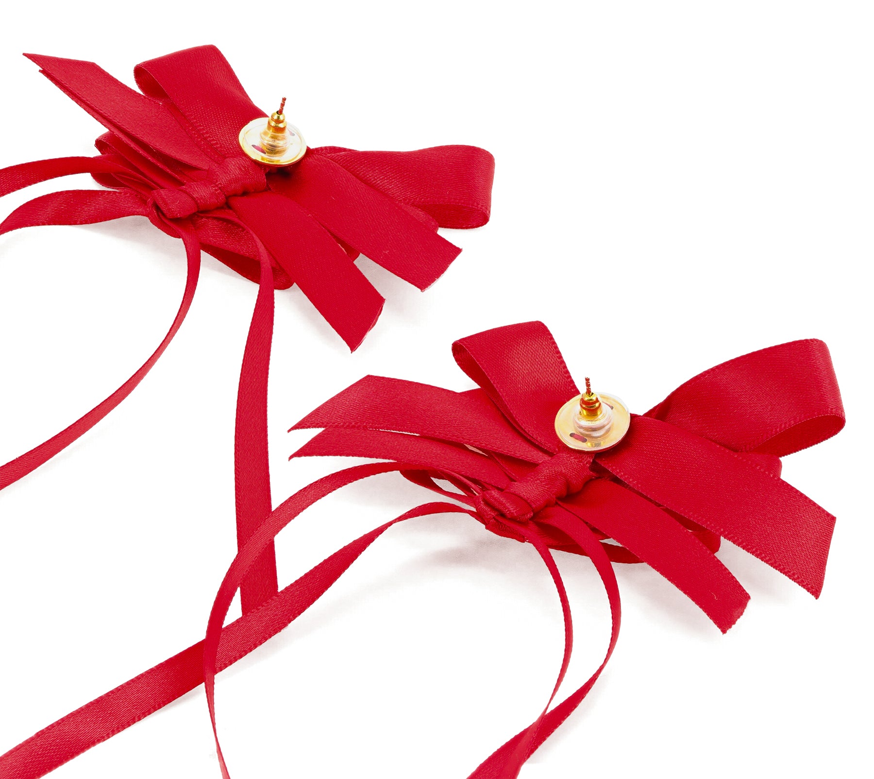 Simone Rocha Rosette Bow Earrings (Red)