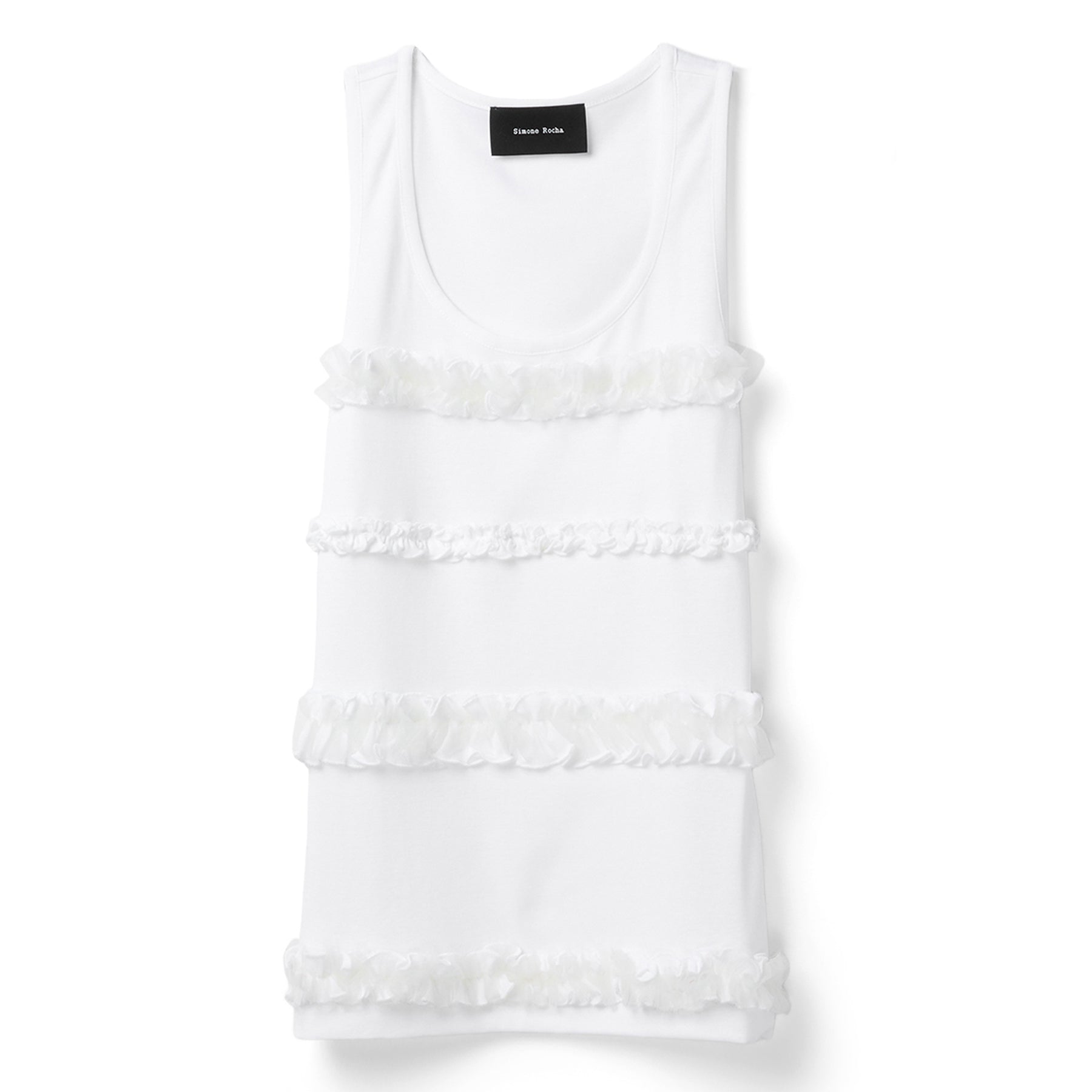 Simone Rocha Fitted Ruffle Frill Tank Top (White)