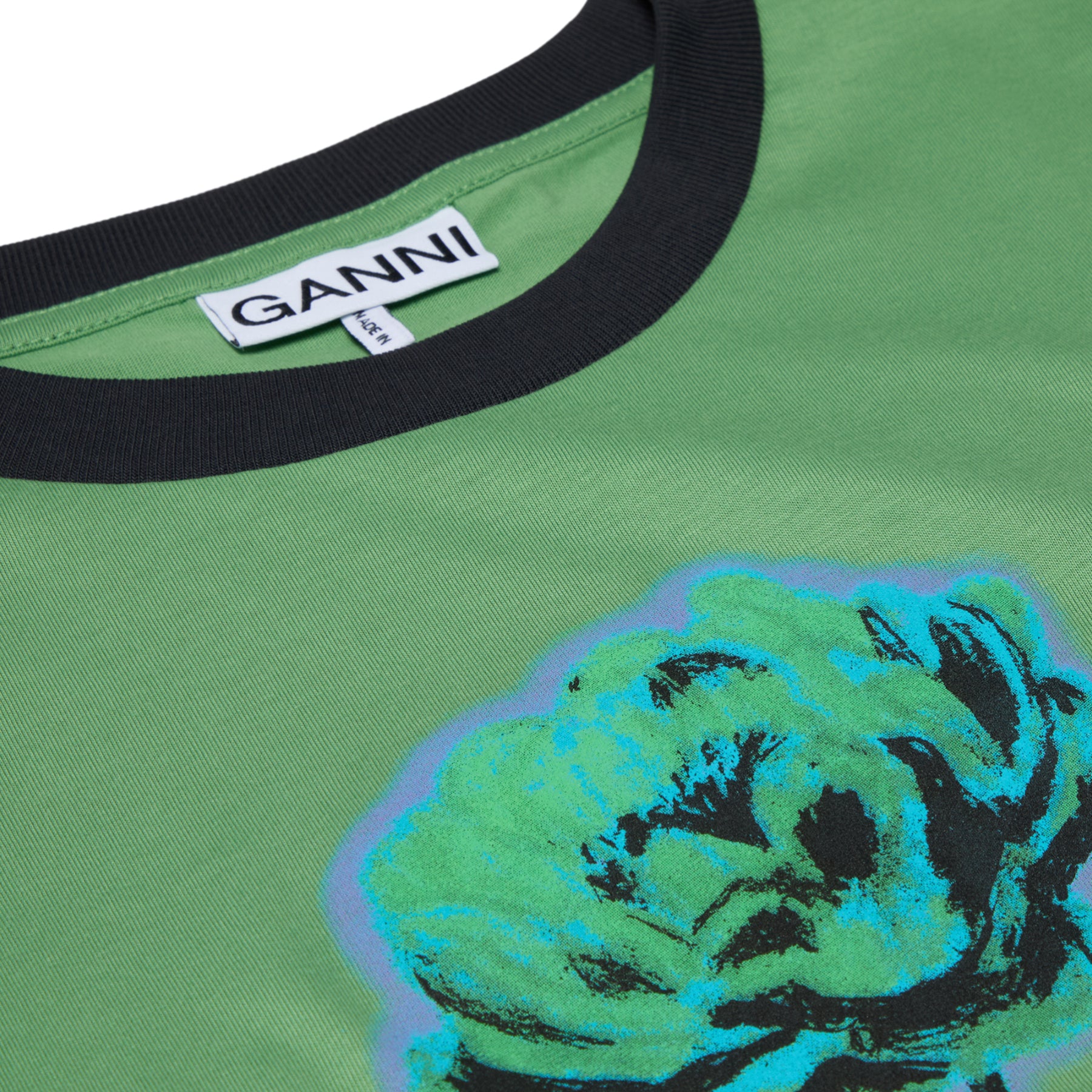 GANNI Basic Cotton Jersey Peony Baby Fit T-shirt (Stone green)