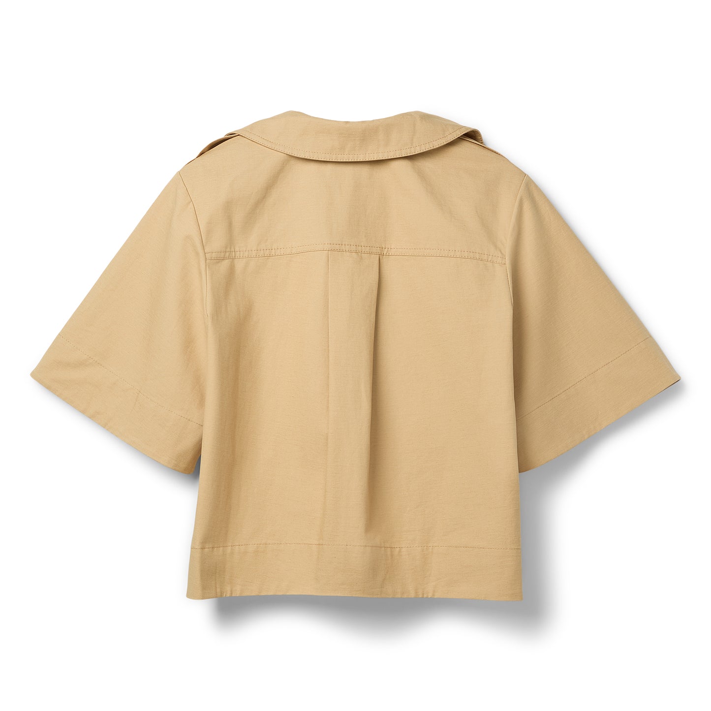 GANNI Classic Summer Suiting Cowl Neck Blouse (Pale Khaki)