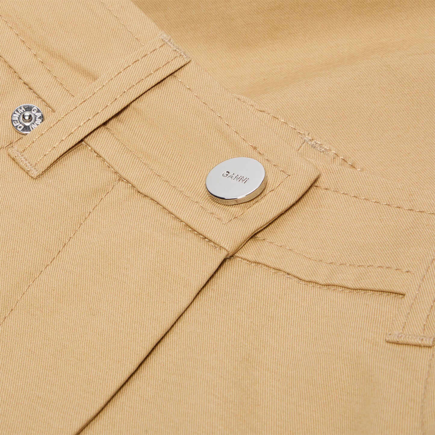 GANNI Classic Summer Suiting Long Skirt (Pale Khaki)
