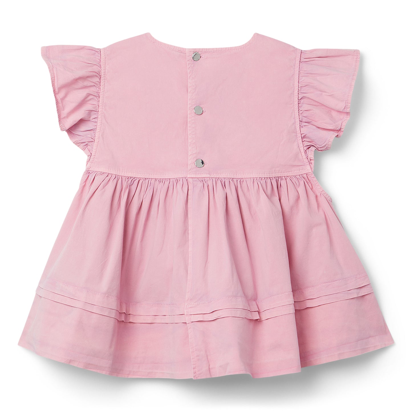 GANNI Washed Stretch Cotton Frill Sleeve Top (Bleached Mauve)