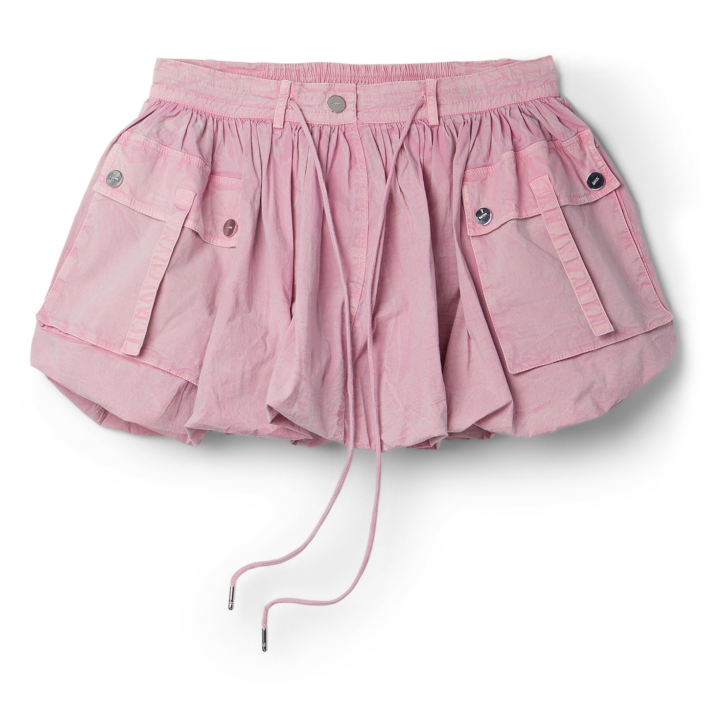 GANNI Washed Stretch Cotton Mini Bubble Skirt (Bleached Mauve)