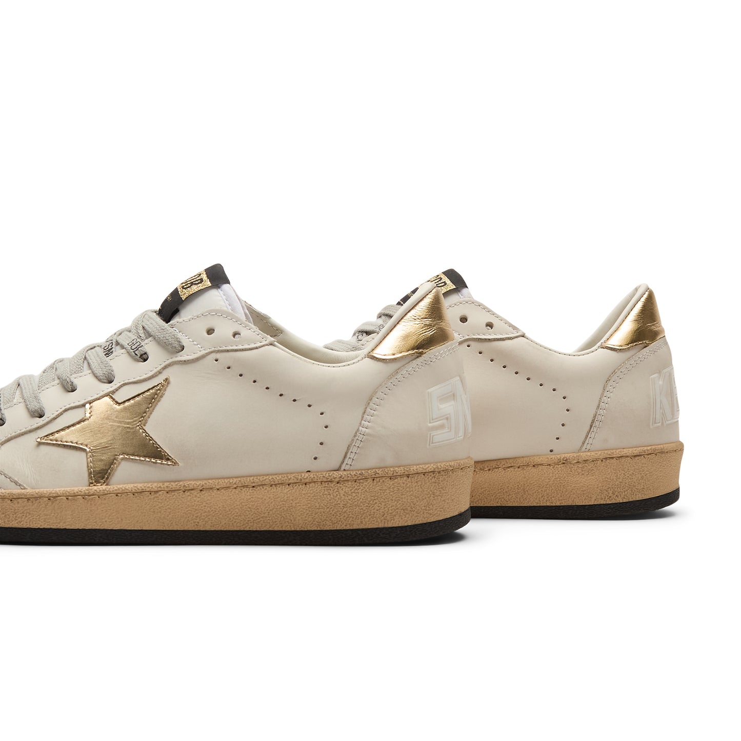 Golden Goose Ballstar Leather Upper Laminated Star And Heel (Milk/Gold)