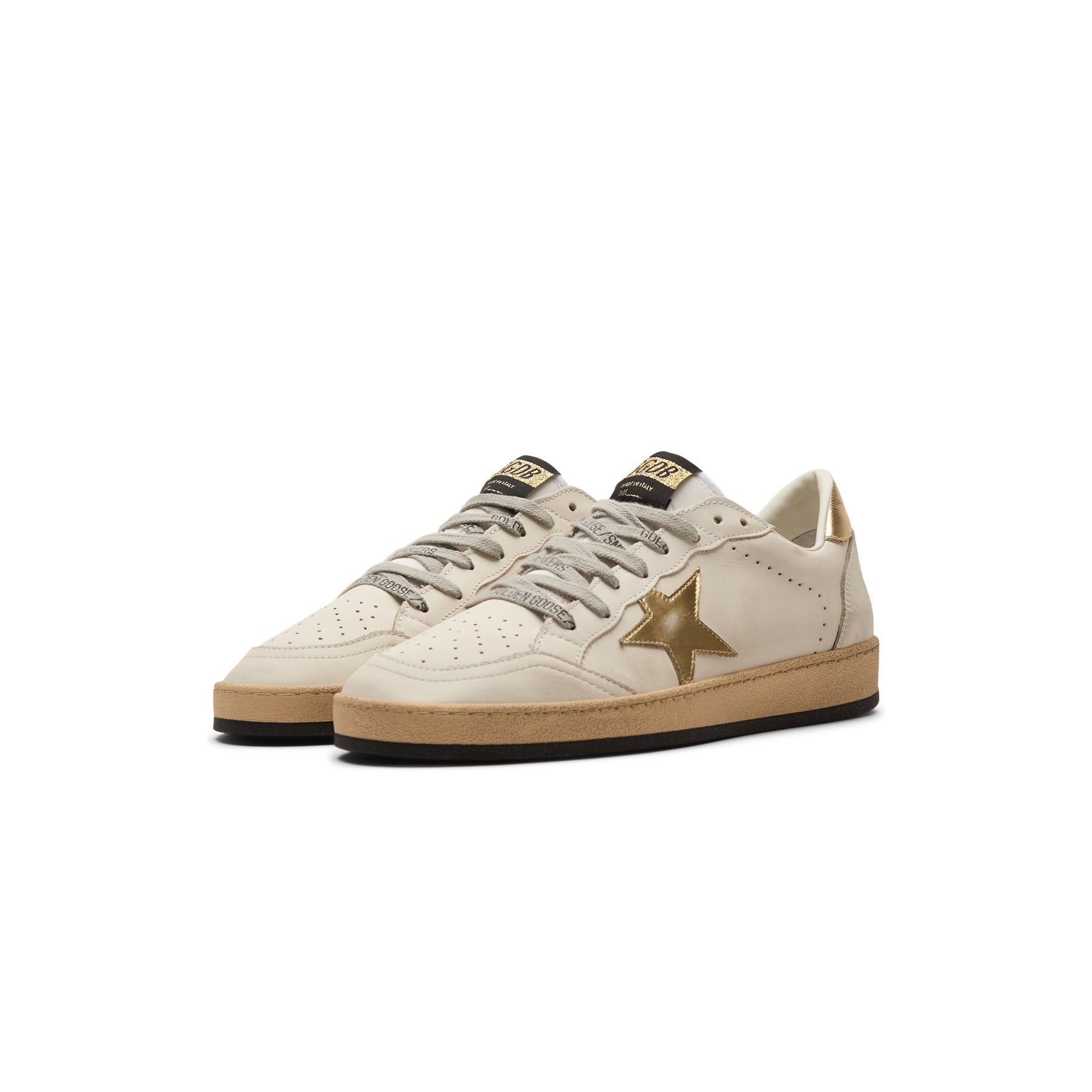 Golden Goose Ballstar Leather Upper Laminated Star And Heel (Milk/Gold)