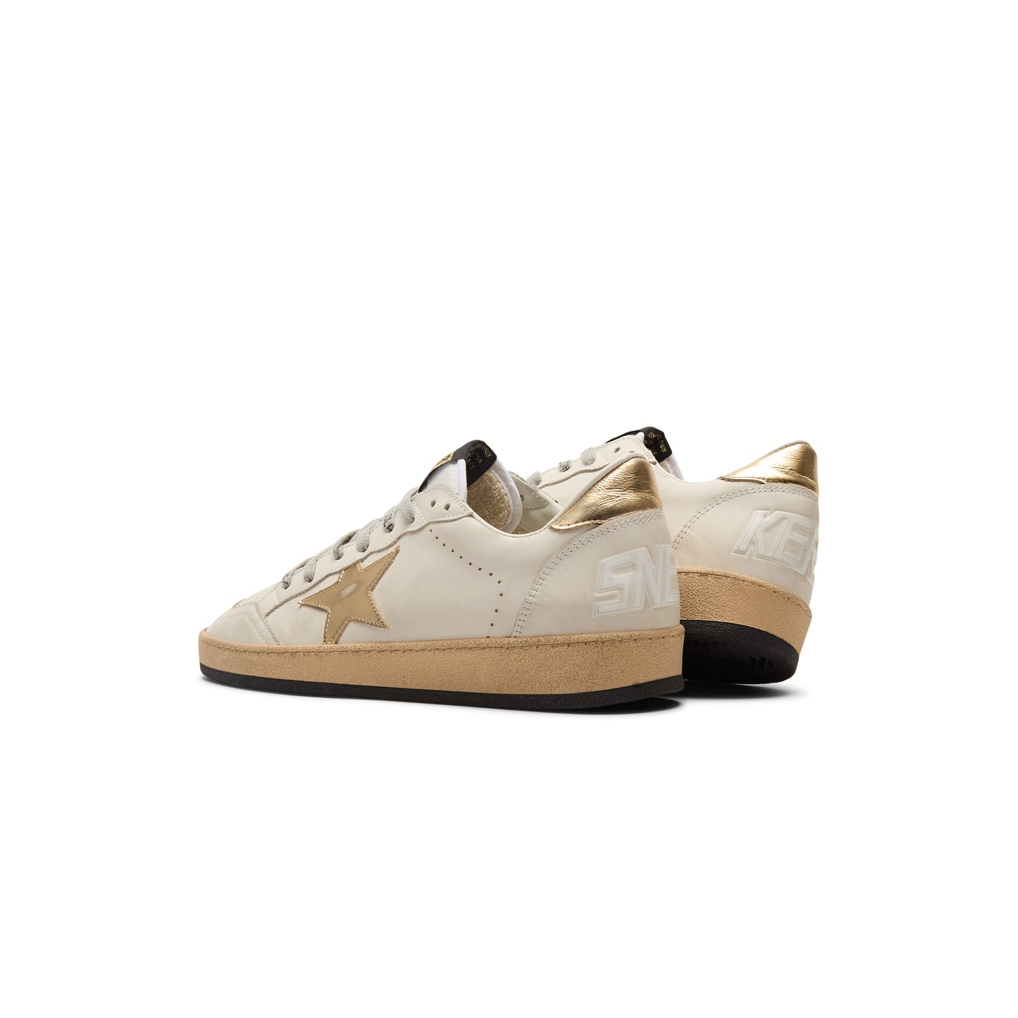 Golden Goose Ballstar Leather Upper Laminated Star And Heel (Milk/Gold)