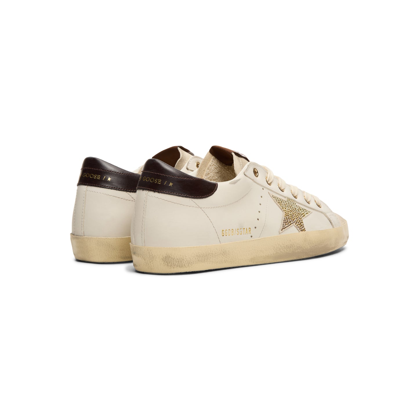 Golden Goose Super-Star Leather Upper Star And Heel (White/Coffee Brown/Seedpearl)