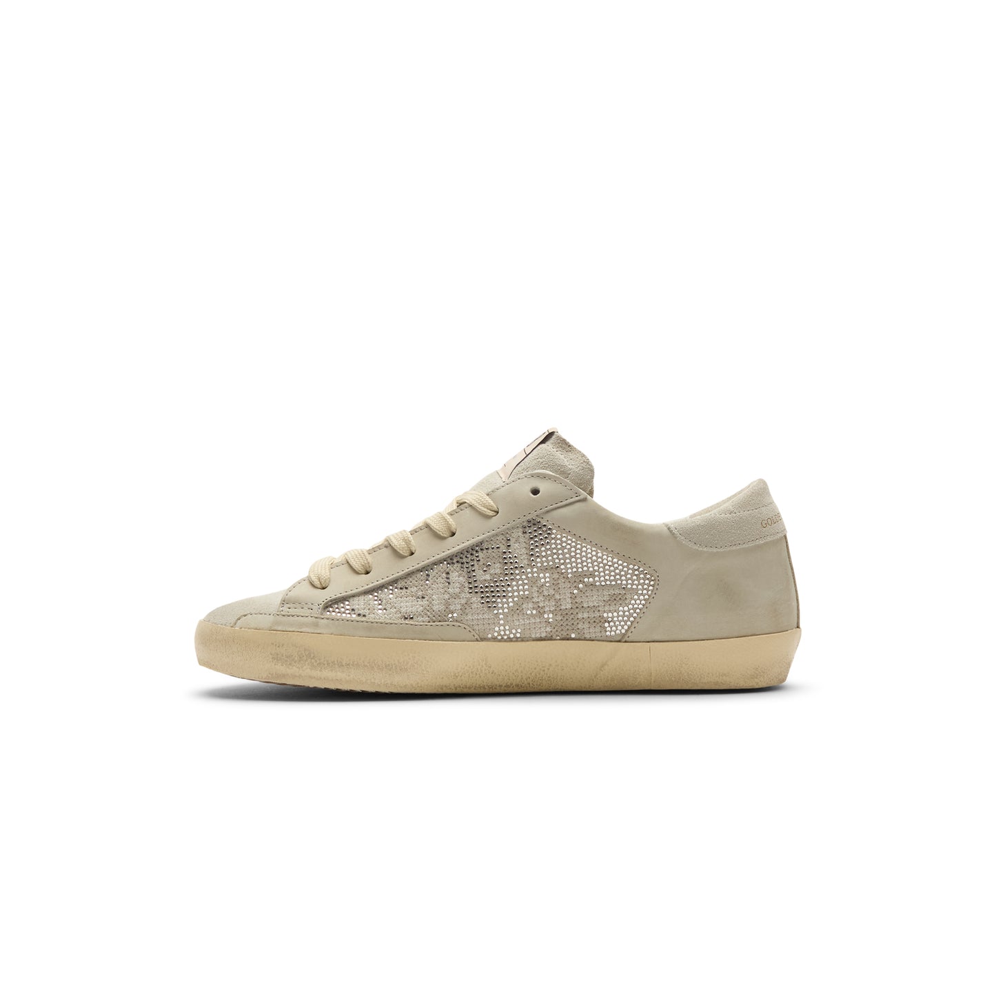 Golden Goose Super Star Suede And Nabuk With Embroidery And Crystal Upper Suede Star And Heel (Light Gray)