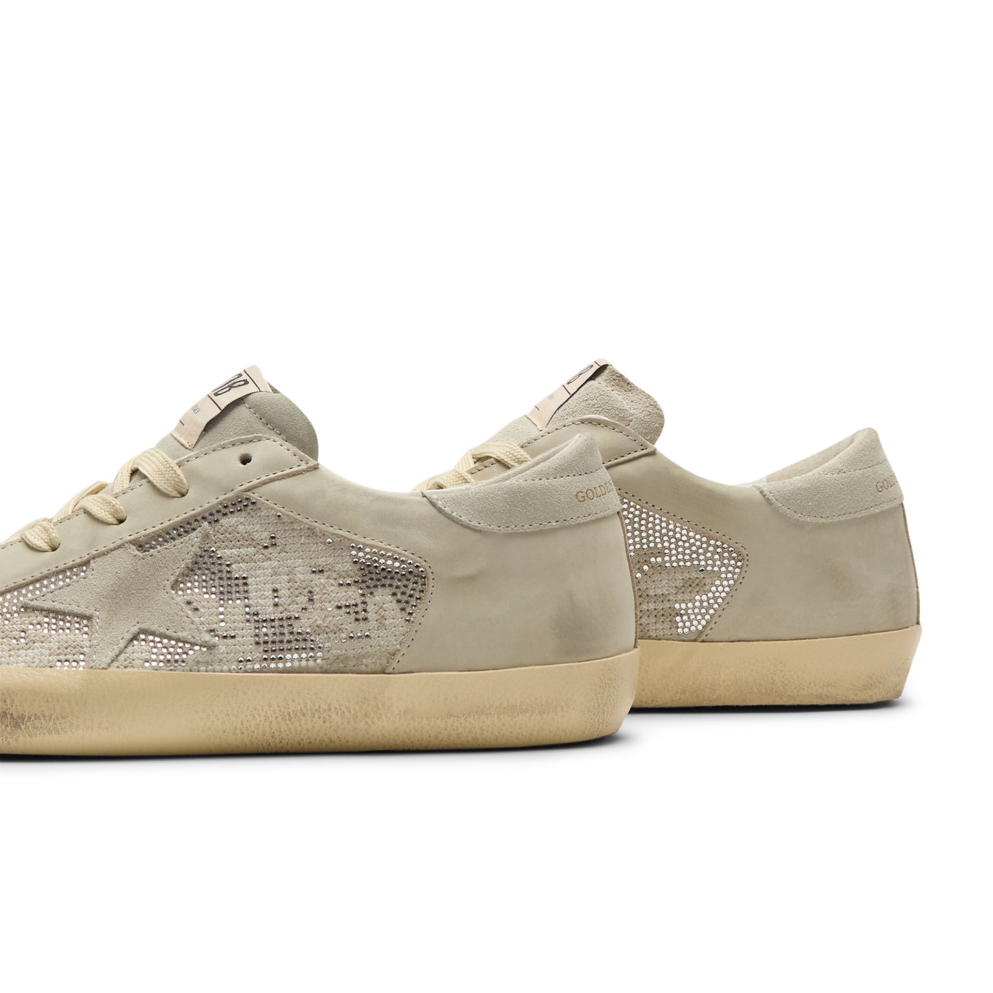 Golden Goose Super Star Suede And Nabuk With Embroidery And Crystal Upper Suede Star And Heel (Light Gray)