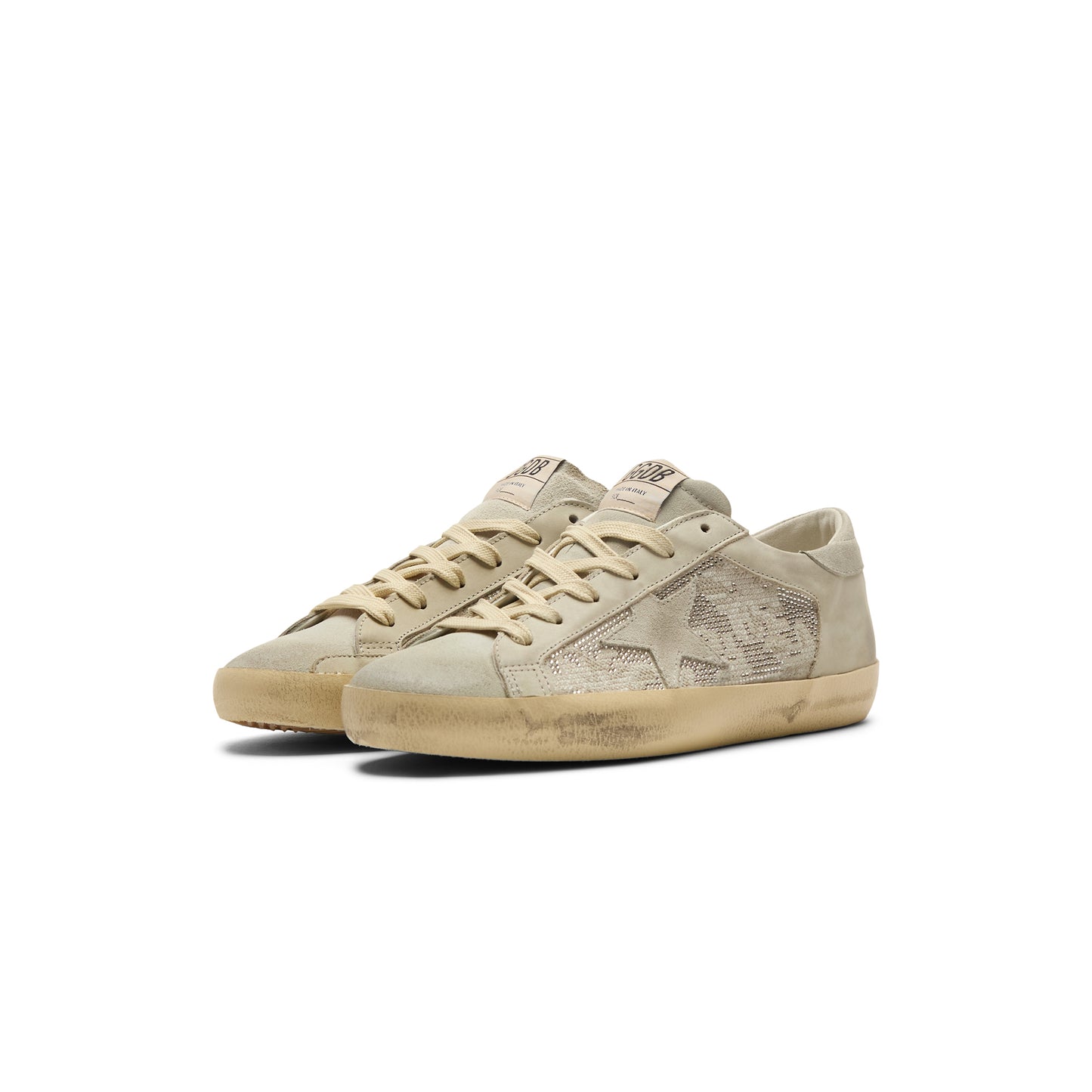 Golden Goose Super Star Suede And Nabuk With Embroidery And Crystal Upper Suede Star And Heel (Light Gray)