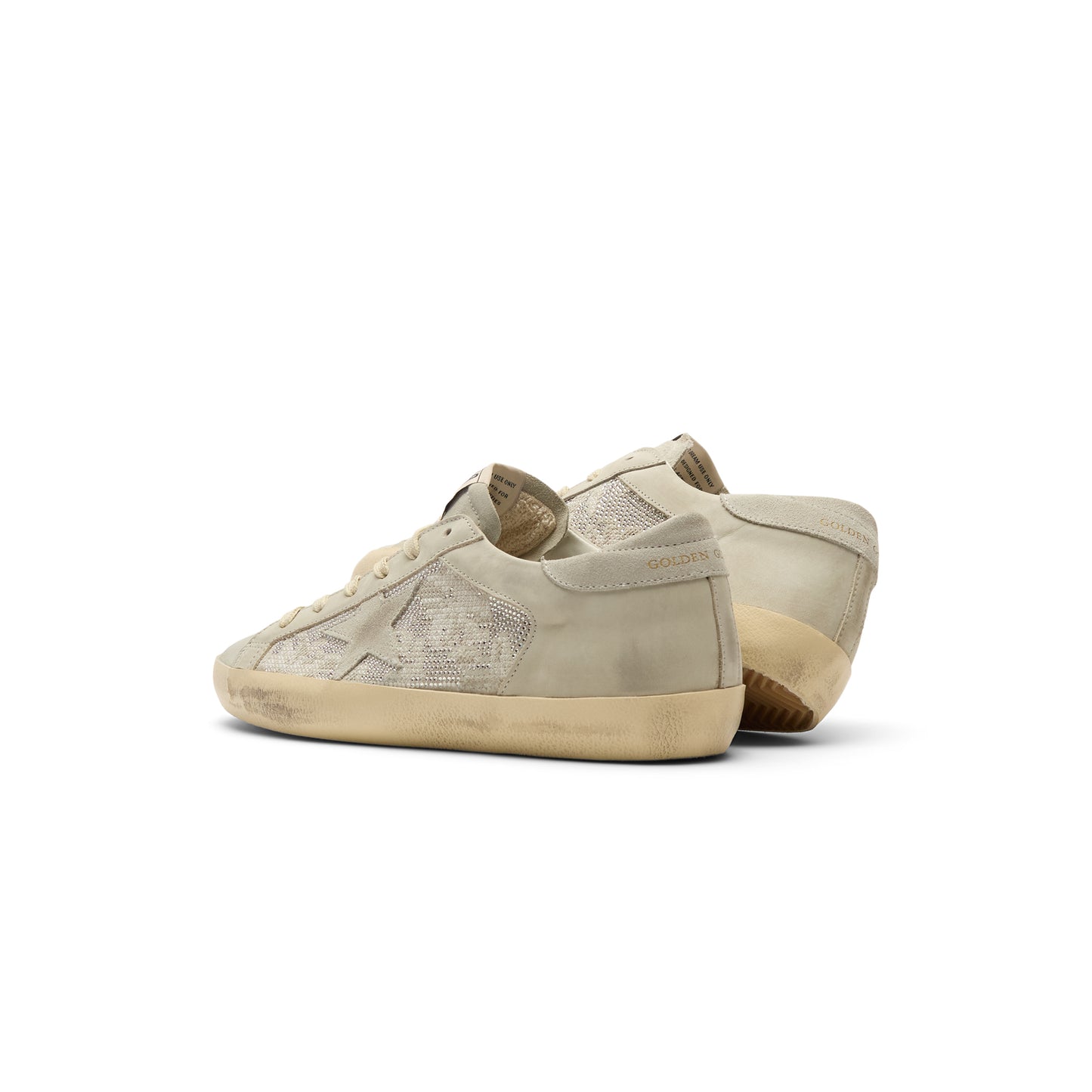 Golden Goose Super Star Suede And Nabuk With Embroidery And Crystal Upper Suede Star And Heel (Light Gray)