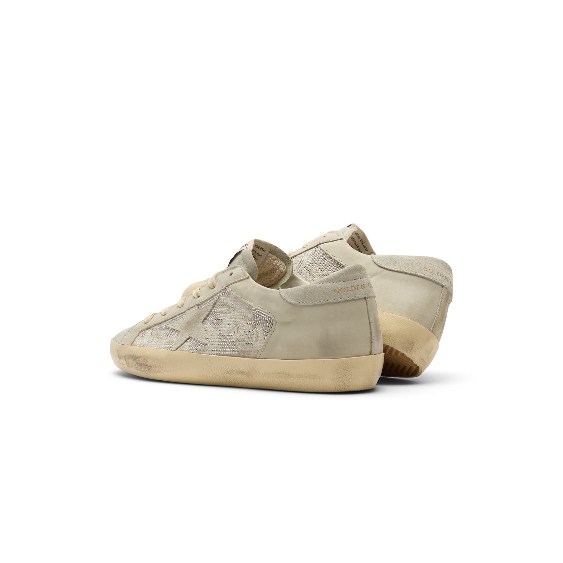 Golden Goose Super Star Suede And Nabuk With Embroidery And Crystal Upper Suede Star And Heel (Light Gray)