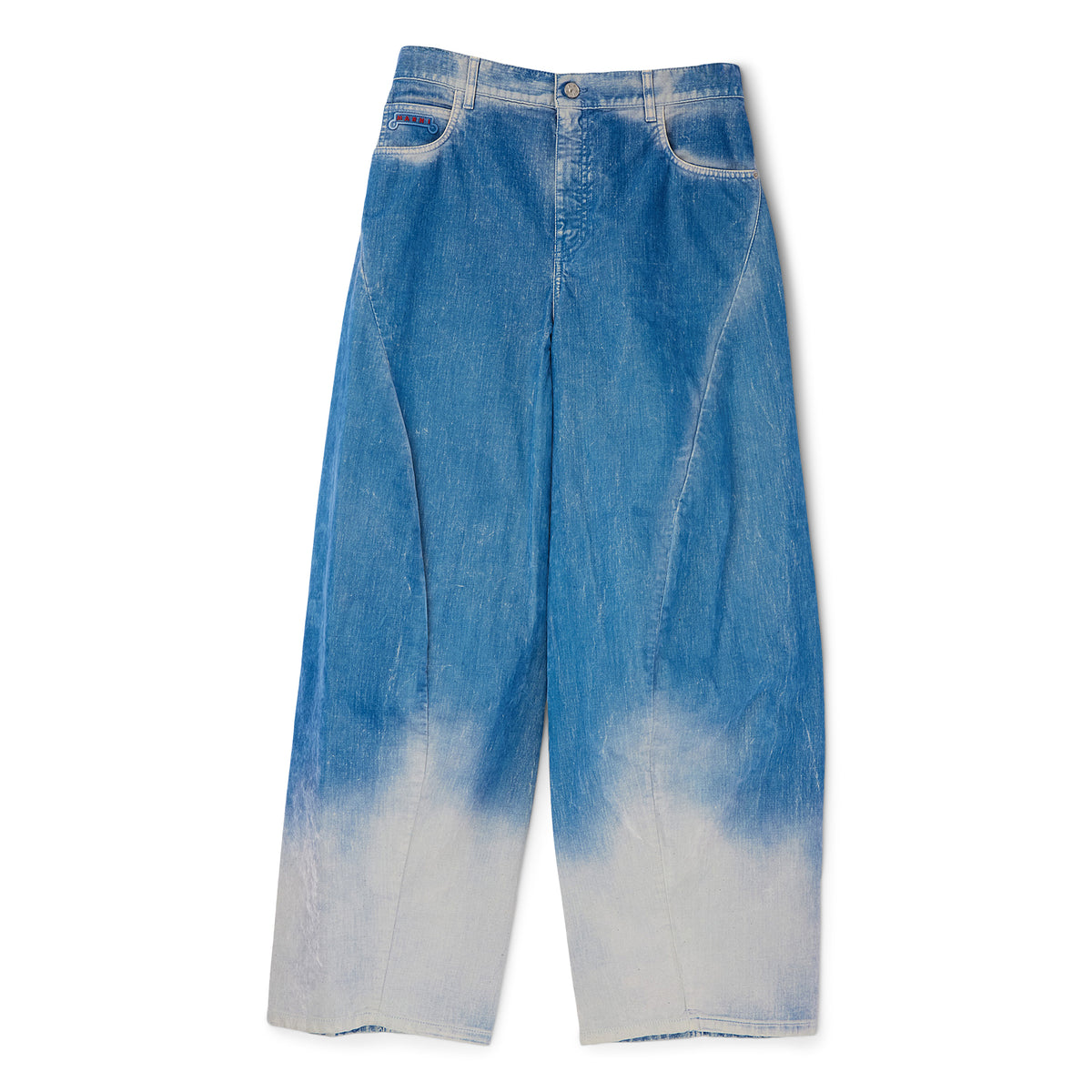 MARNI Flocked Denim Twisted Jeans (Iris Blue)