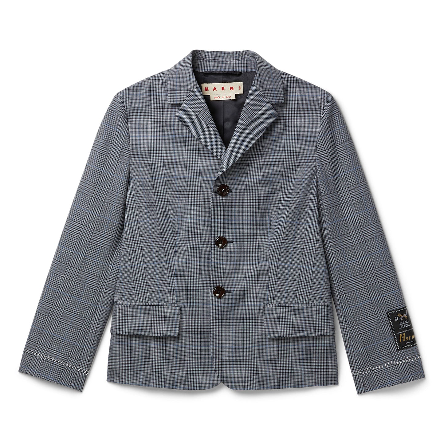 MARNI Prince of Wales Wool Check Cropped Jacket (Truffle)