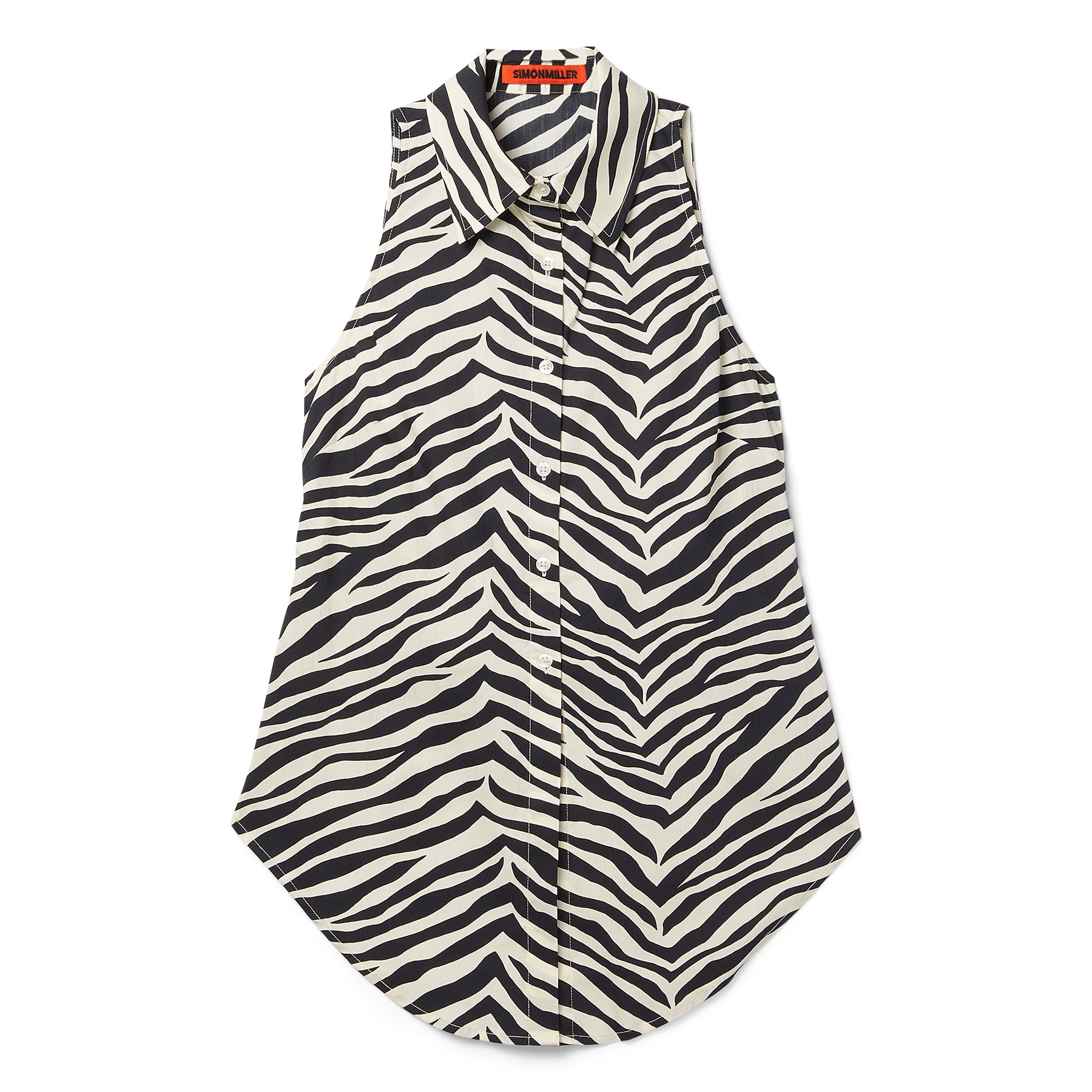 Simon Miller Loch Sleeveless Poplin Button Up (Zebra print)