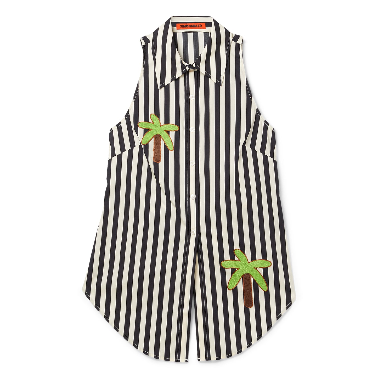 Simon Miller Loch Sleevless Poplin Button Up (Black/White stripe)
