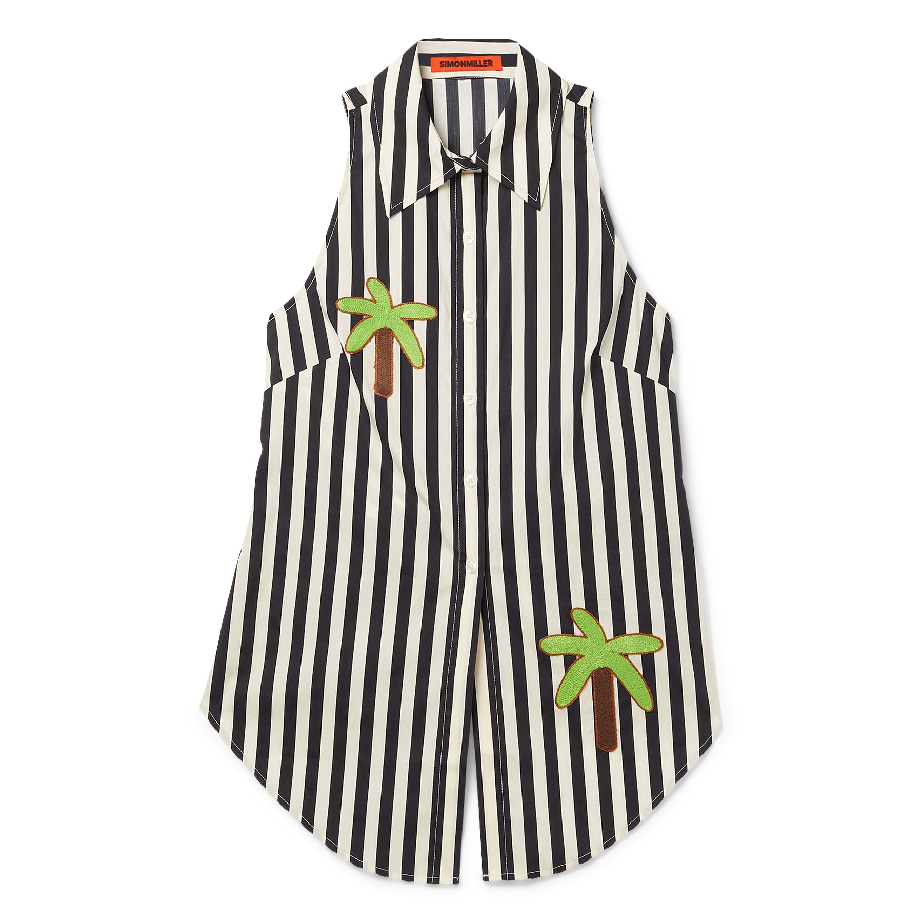 Simon Miller Loch Sleevless Poplin Button Up (Black/White stripe)