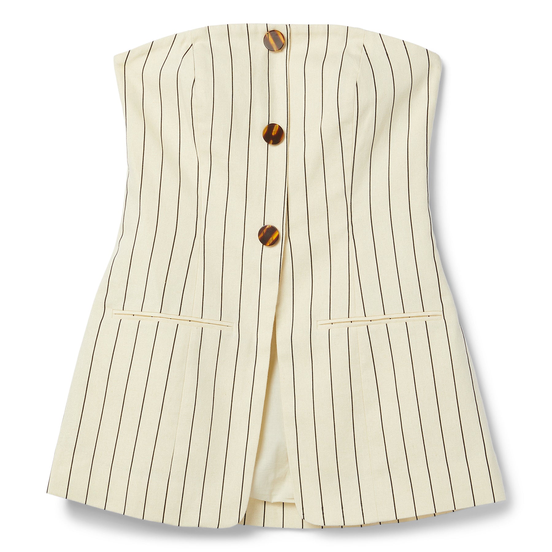 Simon Miller Mori Strapless Linen Top (Cream pinstripe)