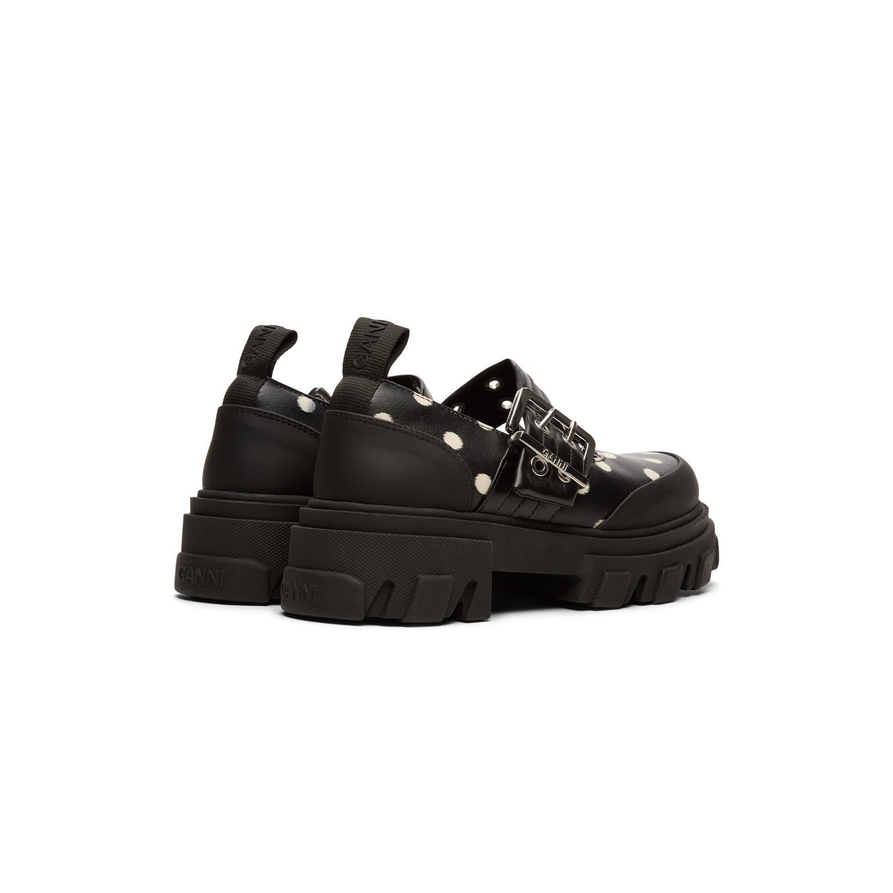 GANNI Cleated Ballerina Printed Pelinova (Black)