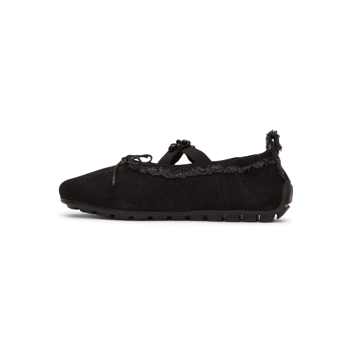 Simone Rocha Embellished Ballerina Grip Flats (Black/Jet)