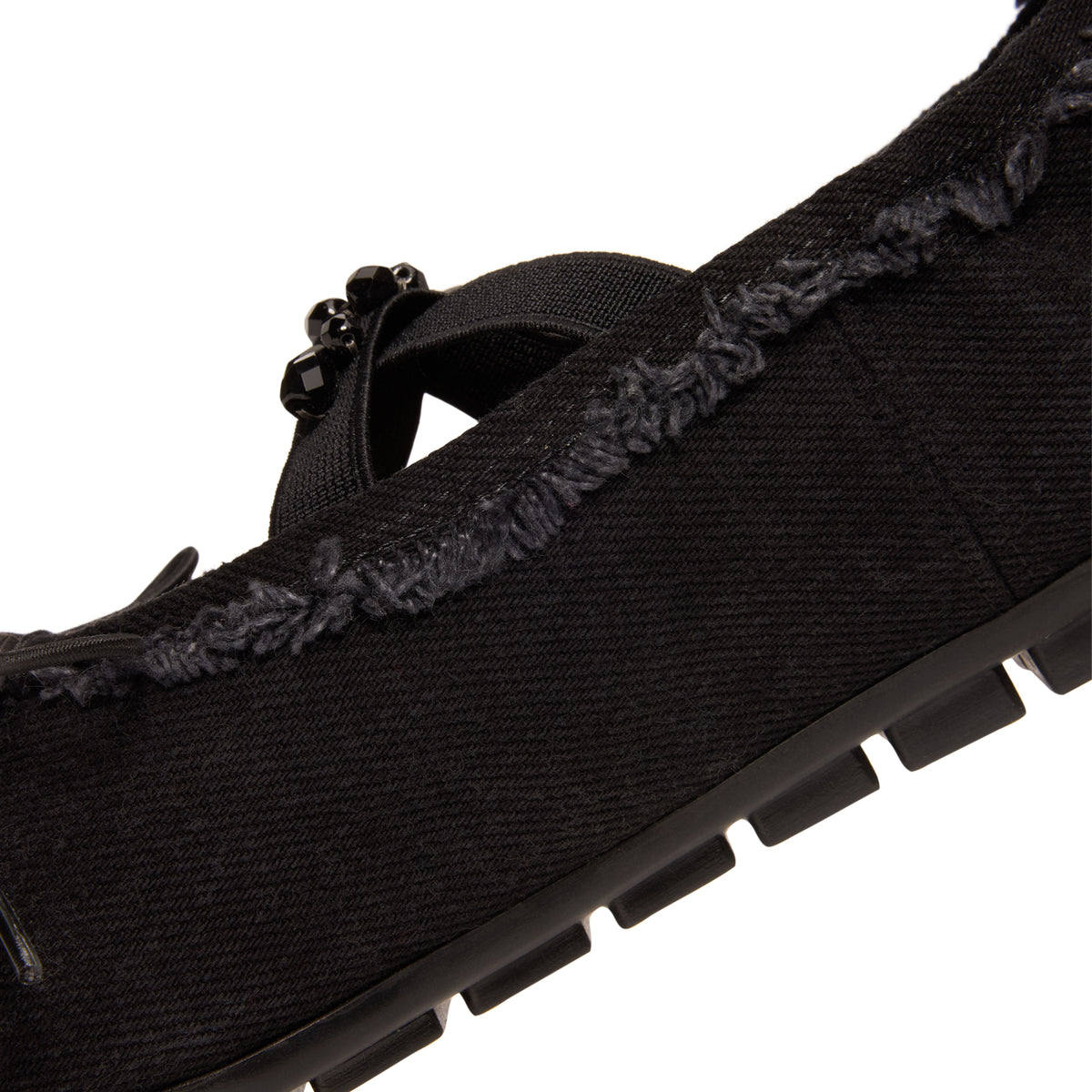 Simone Rocha Embellished Ballerina Grip Flats (Black/Jet)