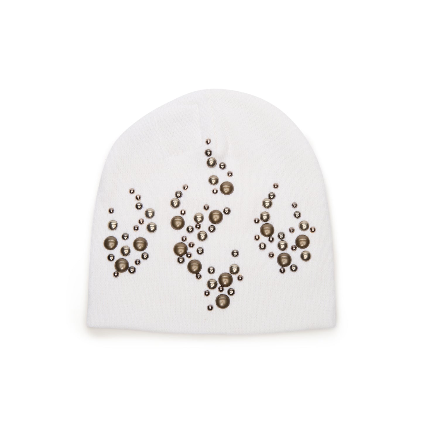 Hellstar Studded Flame Beanie (White)