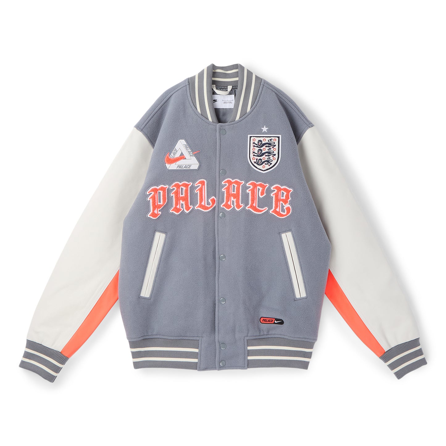 Nike x England x Palace Varsity Jacket (Cool Grey/White/Bright Crimson)