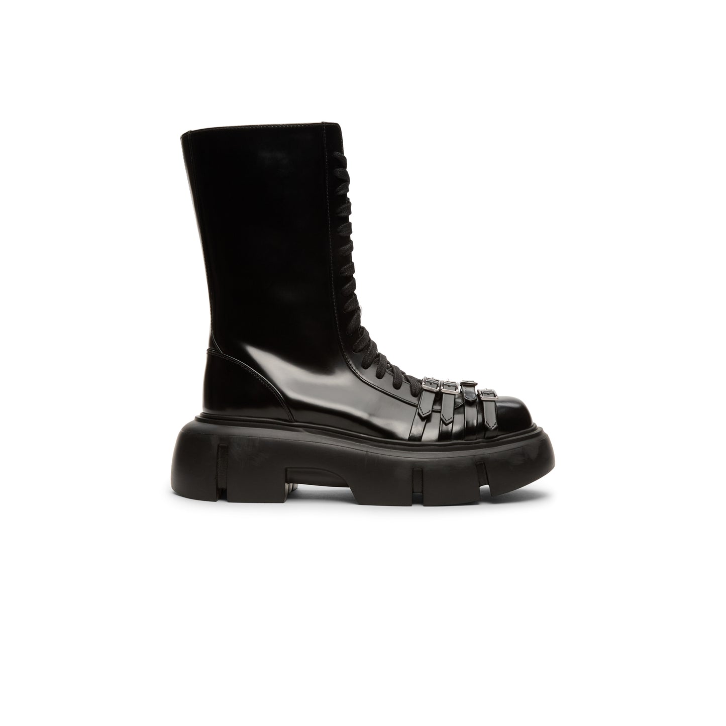 Simone Rocha Platform Buckle Combat Boot (Black)