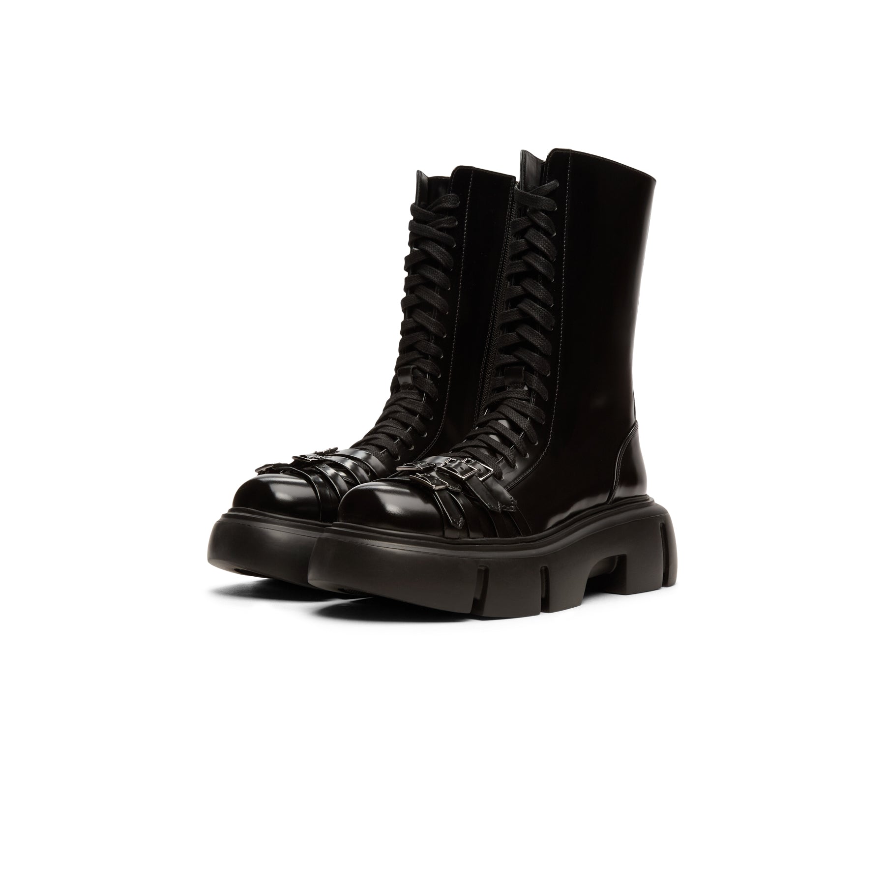 Simone Rocha Platform Buckle Combat Boot (Black)